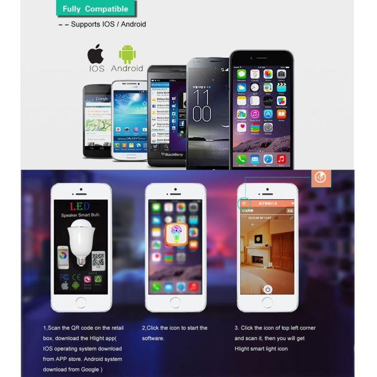 H40 5W Bluetooth Speaker Smart Music Player E26/E27 Bulb RGB LED Light Lamp for Android / iOS Smartphones