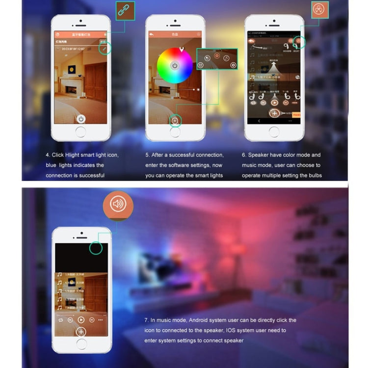 H40 5W Bluetooth Speaker Smart Music Player E26/E27 Bulb RGB LED Light Lamp for Android / iOS Smartphones