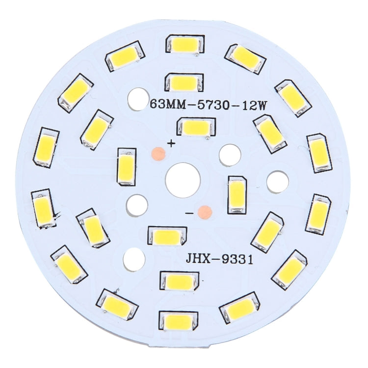 10 PCS 12W SMD 5730 White Light Aluminum Base Light Panel, 24 LEDs 1080 LM 3000-6500K, Diameter: 63mm
