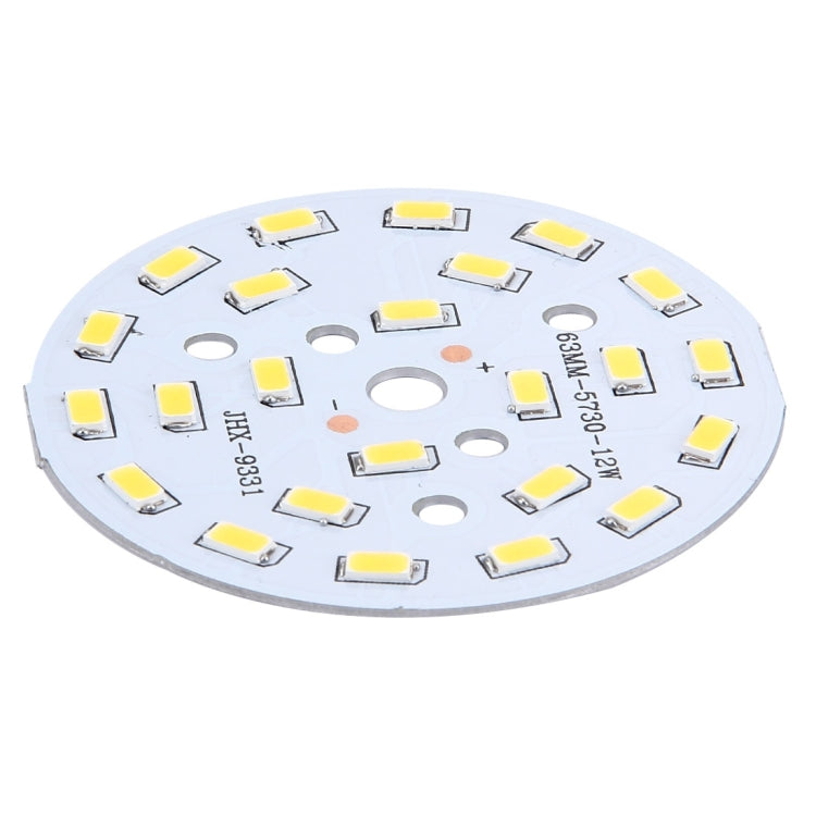 10 PCS 12W SMD 5730 White Light Aluminum Base Light Panel, 24 LEDs 1080 LM 3000-6500K, Diameter: 63mm