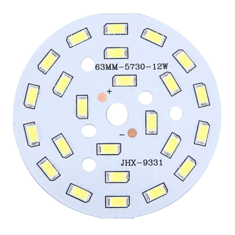 10 PCS 12W SMD 5730 White Light Aluminum Base Light Panel, 24 LEDs 1080 LM 3000-6500K, Diameter: 63mm