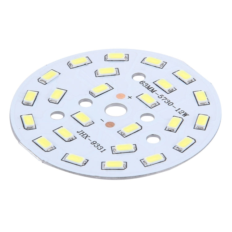 10 PCS 12W SMD 5730 White Light Aluminum Base Light Panel, 24 LEDs 1080 LM 3000-6500K, Diameter: 63mm