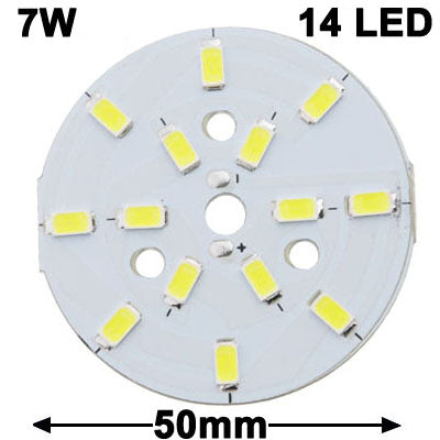 7W 5630 SMD White 14 LED Aluminum Base Light Panel, Diameter: 50mm
