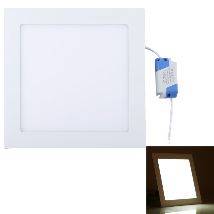 18W 22.5cm Square Panel Light Lamp with LED Driver, 90 LED SMD 2835, Luminous Flux: 1600LM, AC 85-265V, Cutout Size: 20cm