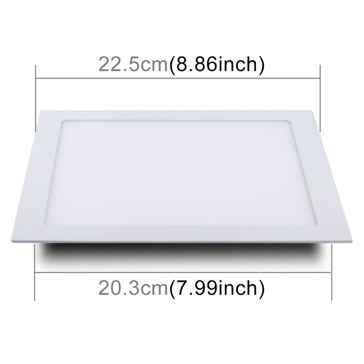 18W 22.5cm Square Panel Light Lamp with LED Driver, 90 LED SMD 2835, Luminous Flux: 1600LM, AC 85-265V, Cutout Size: 20cm
