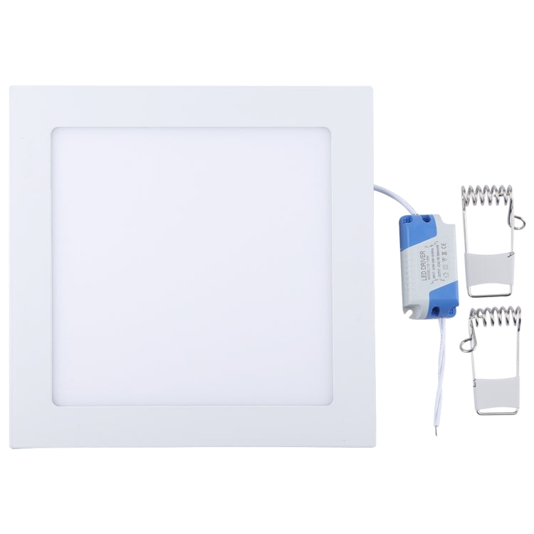 18W 22.5cm Square Panel Light Lamp with LED Driver, 90 LED SMD 2835, Luminous Flux: 1600LM, AC 85-265V, Cutout Size: 20cm