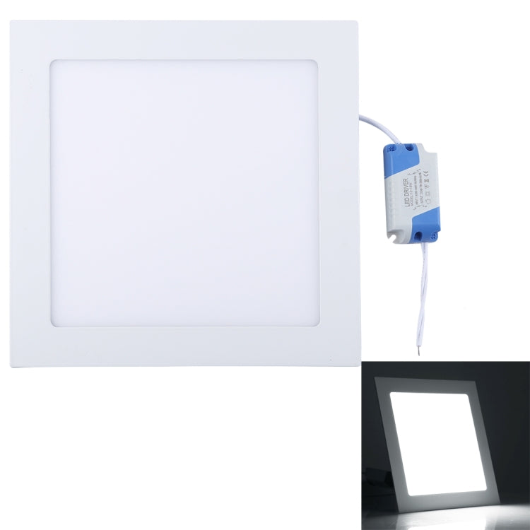 18W 22.5cm Square Panel Light Lamp with LED Driver, 90 LED SMD 2835, Luminous Flux: 1600LM, AC 85-265V, Cutout Size: 20cm