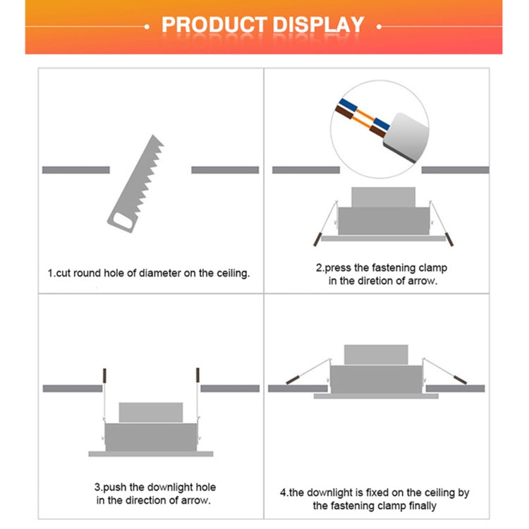 18W 22.5cm Square Panel Light Lamp with LED Driver, 90 LED SMD 2835, Luminous Flux: 1600LM, AC 85-265V, Cutout Size: 20cm