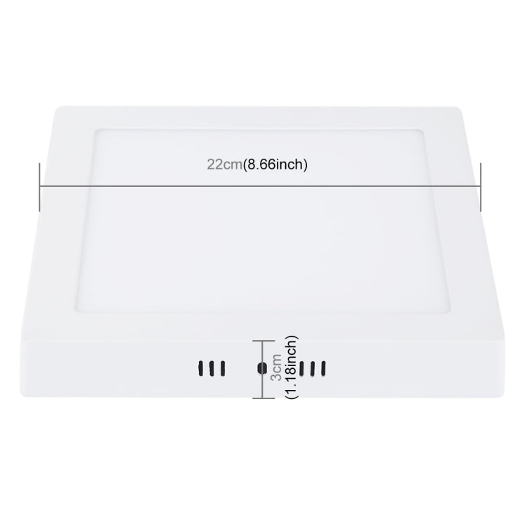 18W 22.5cm Square Panel Light Lamp with LED Driver,, 90 LED SMD 2835, Luminous Flux: 1480LM, AC 85-265V, Surface Mounted