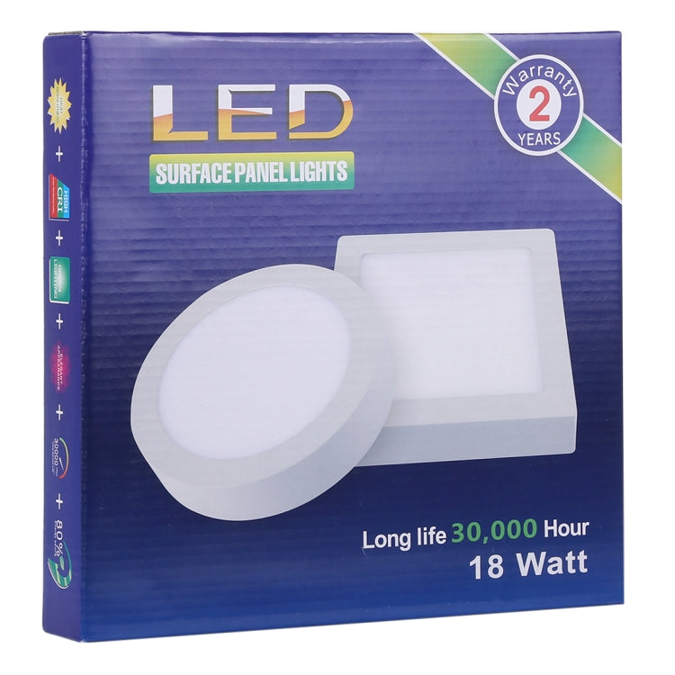 18W 22.5cm Square Panel Light Lamp with LED Driver,, 90 LED SMD 2835, Luminous Flux: 1480LM, AC 85-265V, Surface Mounted