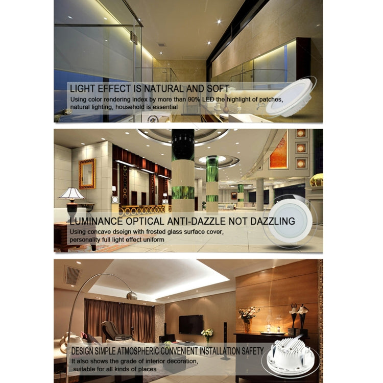 AC 85-265V 18W 1480LM 20cm Round Glass Panel Light Lamp with LED Driver, Cutout Size: 16.5cm
