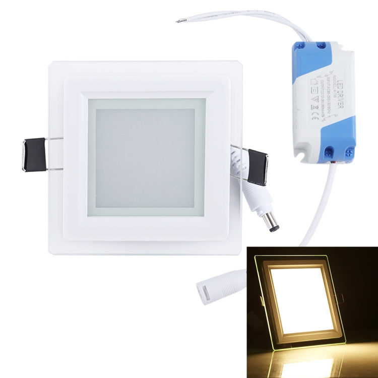 6W Light 10cm Square Glass Panel Light Lamp with LED Driver, Luminous Flux: 480LM, AC 85-265V, Cutout Size: 7.5cm