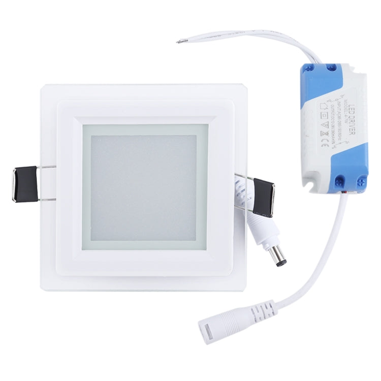 6W Light 10cm Square Glass Panel Light Lamp with LED Driver, Luminous Flux: 480LM, AC 85-265V, Cutout Size: 7.5cm