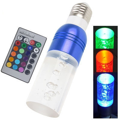 E27 3W RGB Crystal Flash LED Light Bulb with Remote Controller, AC 110-220V(Blue)