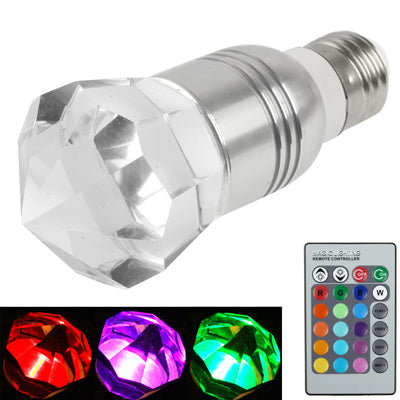 E27 3W Crystal Glass Diamond RGB LED Light Bulb with Remote Controller, AC 85-265V
