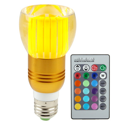 E27 3W Crystal Glass Umbrella RGB LED Light Bulb, 16 Colors Light,  with Remote Controller, AC 85-265V