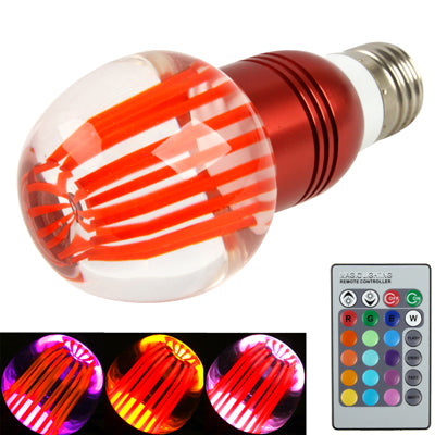 E27 3W Crystal Glass Umbrella RGB LED Light Bulb, 16 Colors Light,  with Remote Controller, AC 85-265V(Red)