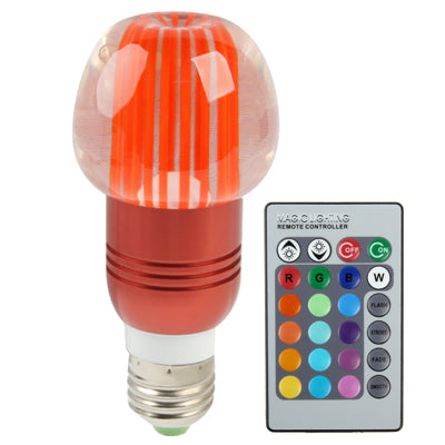 E27 3W Crystal Glass Umbrella RGB LED Light Bulb, 16 Colors Light,  with Remote Controller, AC 85-265V(Red)
