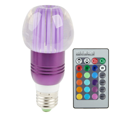E27 3W Crystal Glass Umbrella RGB LED Light Bulb, 16 Colors Light,  with Remote Controller, AC 85-265V(Purple)