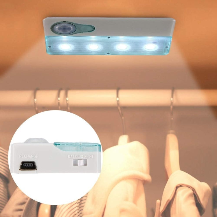 Infrared PIR Auto Sensor Motion Detector Light, Mini USB Port, 4 LED, White Light, Sensitive Distance: 3m(Baby Blue)