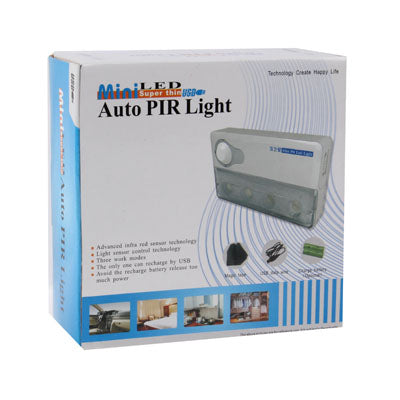 Infrared PIR Auto Sensor Motion Detector Light, Mini USB Port, 4 LED, White Light, Sensitive Distance: 3m(Baby Blue)