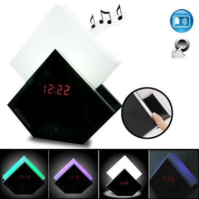 Automatically Rising Dream Touching Control & Voice Control Lamp with Clock / Calendar / Temperature (Celsius Degree/ Fahrenheit Degree) / Colorful Changing / Various Natural Sound(Black)