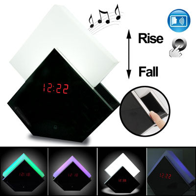 Automatically Rising Dream Touching Control & Voice Control Lamp with Clock / Calendar / Temperature (Celsius Degree/ Fahrenheit Degree) / Colorful Changing / Various Natural Sound(Black)