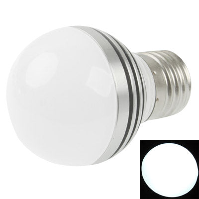 E27 3W Ball Steep Light Bulb, 3 LED, 240-270LM, White Light, AC 85-265V(Silver)