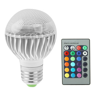 E27 5W RGB LED Ball Steep Light Bulb, Luminous Flux: 400-450LM, with Remote Controller, AC 85-265V