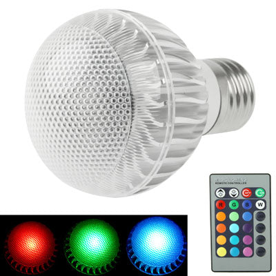 E27 5W RGB LED Ball Steep Light Bulb, Luminous Flux: 400-450LM, with Remote Controller, AC 85-265V