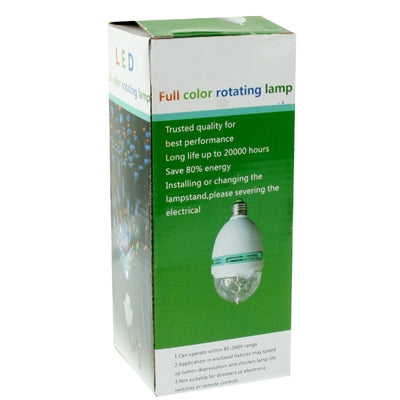 W998 E27 3W Colorful Light LED Bulb, Rotating Lamp Light, 240lm, AC 85-260V