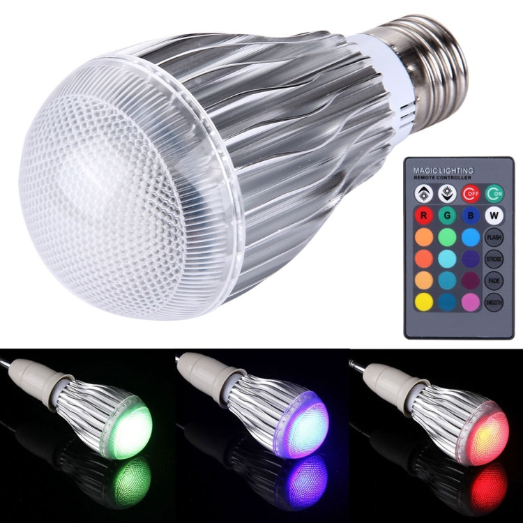 E27 10W RGB LED Ball Steep Light Bulb, Luminous Flux: 640-720lm, with Remote Controller, AC 85V - 265V