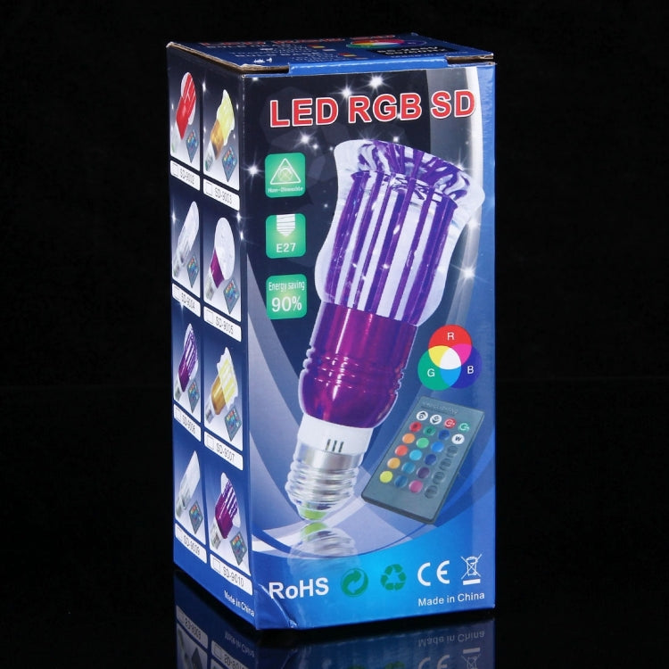 E27 10W RGB LED Ball Steep Light Bulb, Luminous Flux: 640-720lm, with Remote Controller, AC 85V - 265V