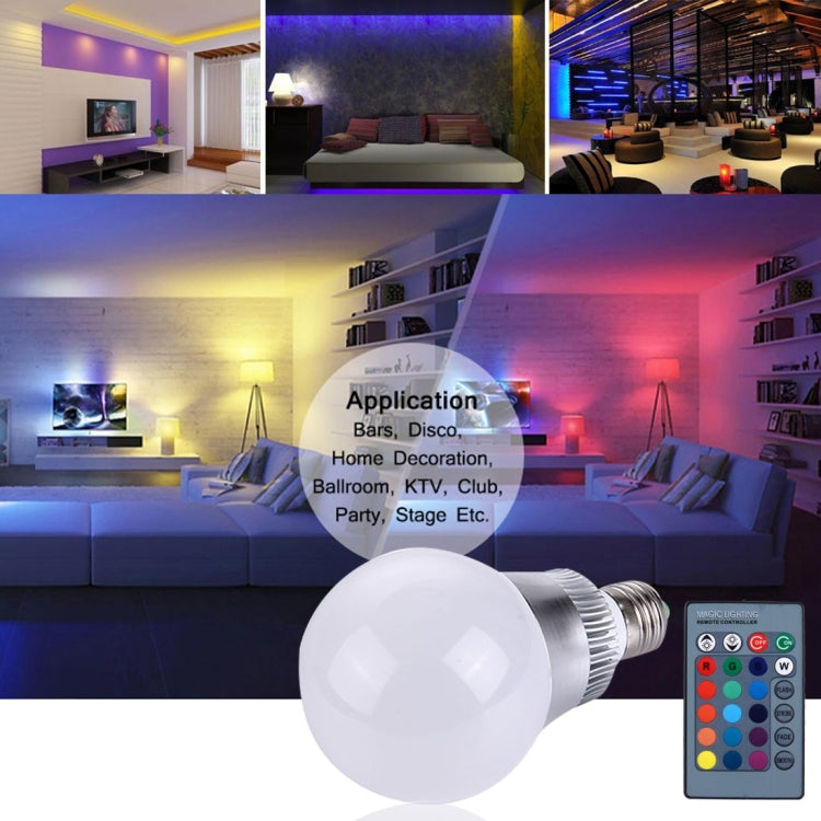 E27 10W RGB LED Ball Steep Light Bulb, Luminous Flux: 800-900lm, with Remote Controller