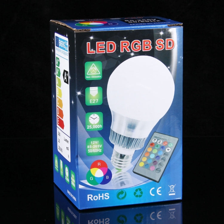 E27 10W RGB LED Ball Steep Light Bulb, Luminous Flux: 800-900lm, with Remote Controller