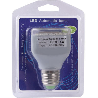 AL-102 E27 5W Sensor LED Automatic Lamp, Day White Light, AC 220V, Sensitive Range: 3-4m(Grey)