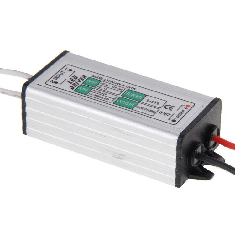 LZ12-24V (8-12) x 1W Waterproof IP67 LED Driver, AC/DC 12-24V
