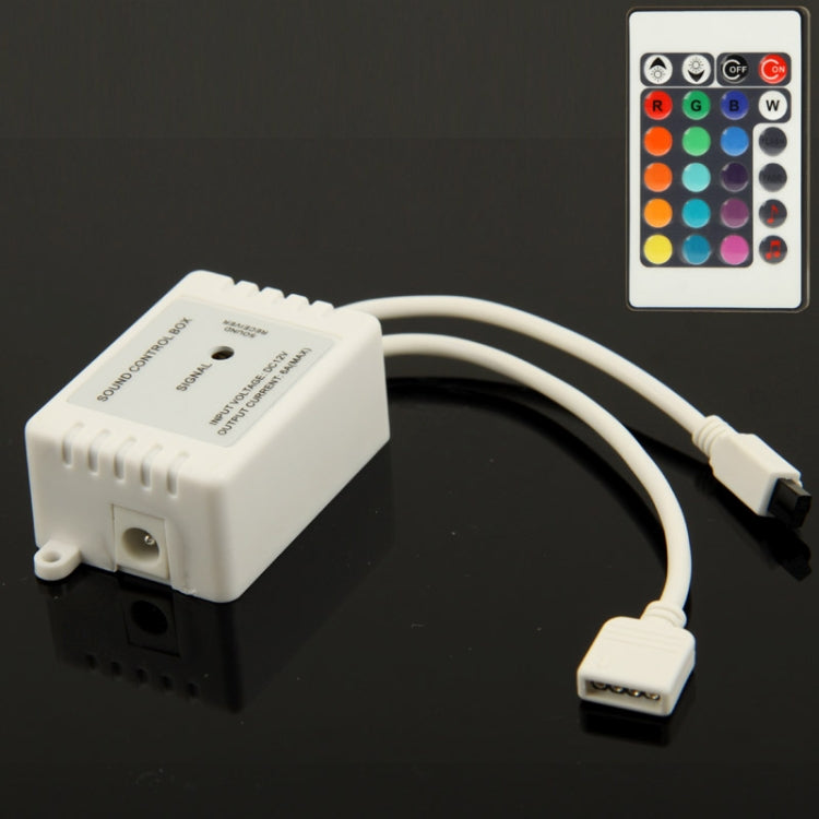 LED Controller for LED Strip Light with 24 Keys Remote Control & Sound Control, DC 12V(White)