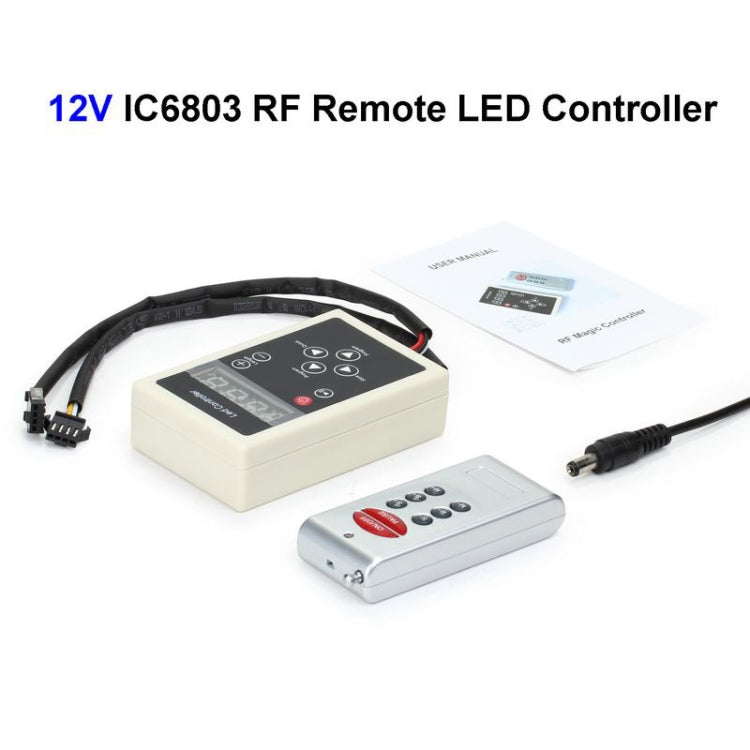 LED Controller with RF Remote Controller for LED Strip Light, 2 Lines SPI Signal Output, DC 12V