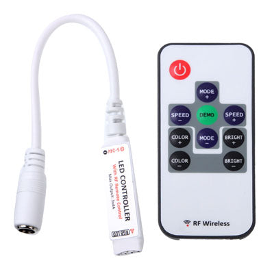 3 Keys Mini Controller Dimmer for 3528 / 5050 SMD RGB LED Strip Light with DC Connector & RF Remote Control, DC 12V