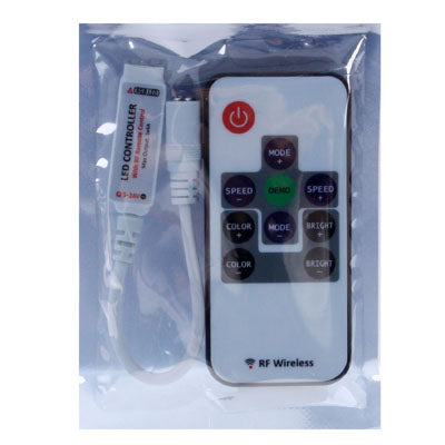 3 Keys Mini Controller Dimmer for 3528 / 5050 SMD RGB LED Strip Light with DC Connector & RF Remote Control, DC 12V