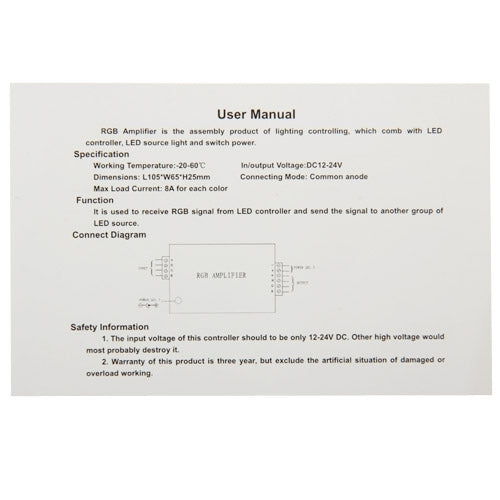 24A RGB Amplifier for LED Light, DC 12V-24V Input(Silver)
