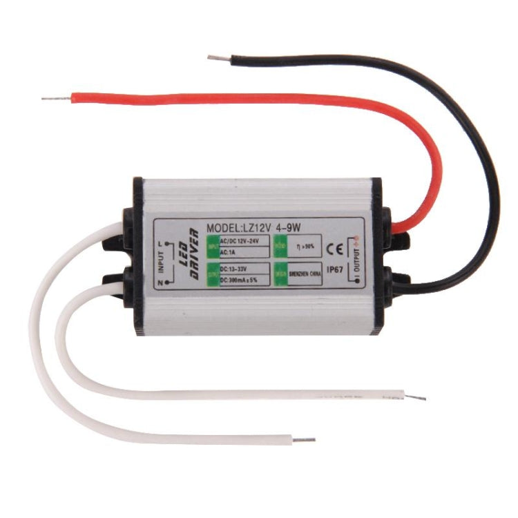 LZ12V 4-9W Waterproof IP67 LED Driver, AC/DC 12-24V