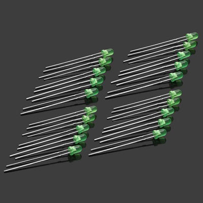 590-635nm 800-1000MCD 3mm LED Lamp (20 Pcs in One Package, the Price is for 20 Pcs)(Green)