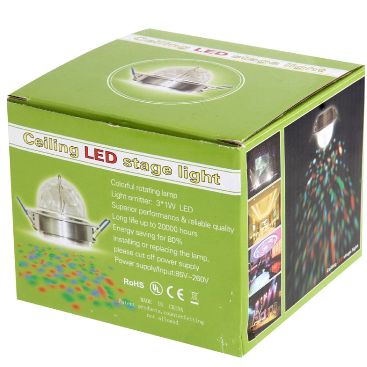 3W Ceiling LED Stage Light Lamp, 3 LED, RGB Light, 360 Degree Rotating, AC 85-260V
