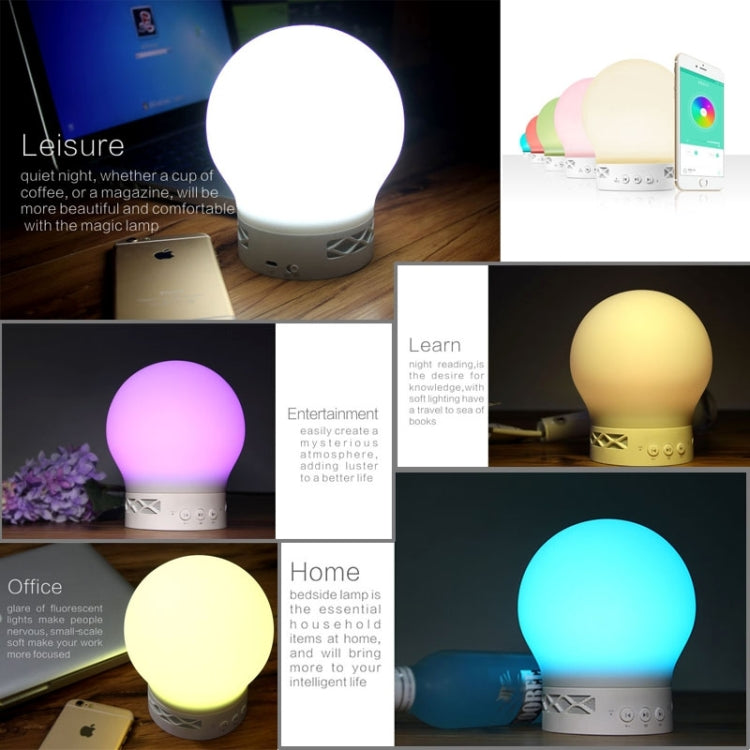 S11 Color Light Mushroom Music Desk Lamp Multifunctional Wireless Bluetooth Speaker with Mic & LED Light, Support Hands-free Calls & TF Card(White)