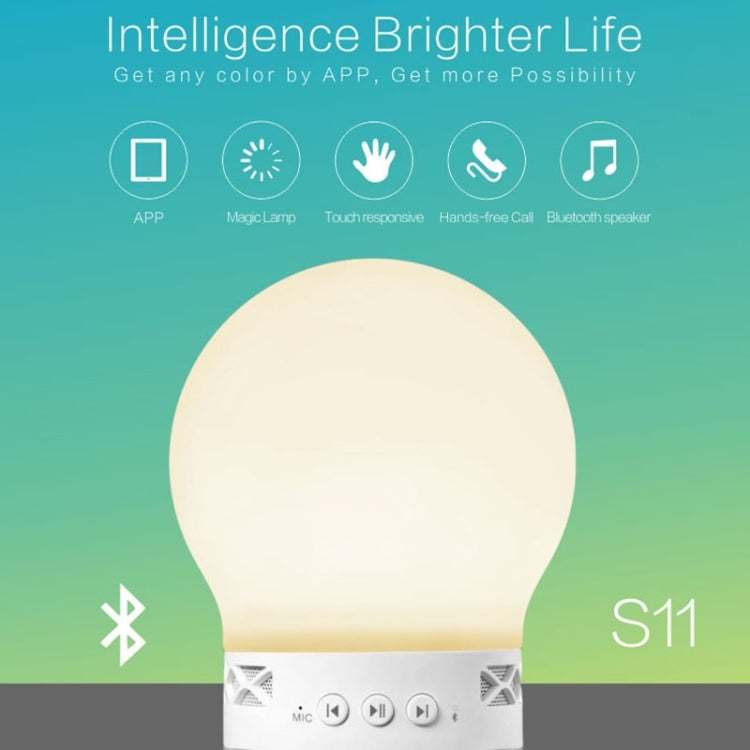 S11 Color Light Mushroom Music Desk Lamp Multifunctional Wireless Bluetooth Speaker with Mic & LED Light, Support Hands-free Calls & TF Card(White)