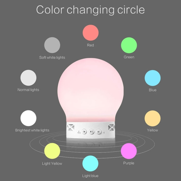 S11 Color Light Mushroom Music Desk Lamp Multifunctional Wireless Bluetooth Speaker with Mic & LED Light, Support Hands-free Calls & TF Card(White)
