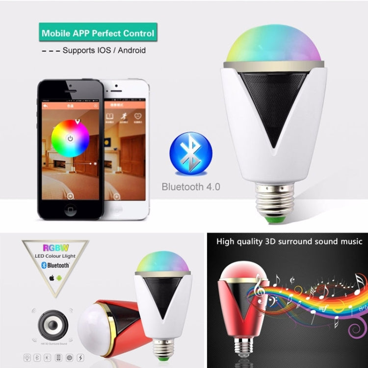 HW02 Bluetooth 4.0 Music Audio Speaker LED Color Bulb Light Lamp, E27