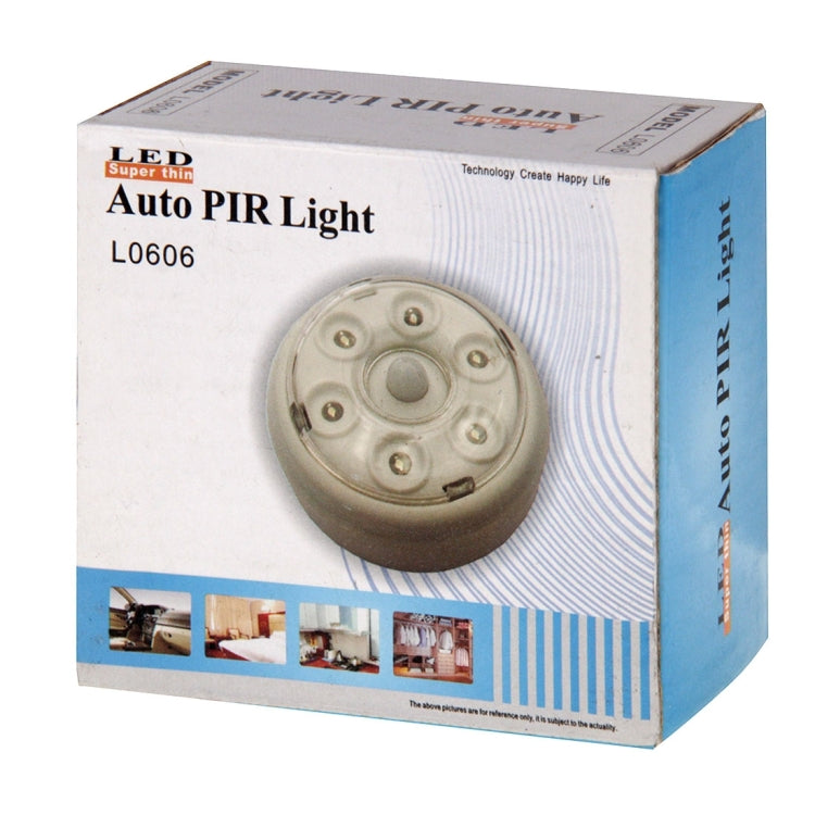 L0606 Infrared Sensor Auto PIR Light Lamp, 6 LED Light for Walkways, Hallways, Stairs, Cabinets